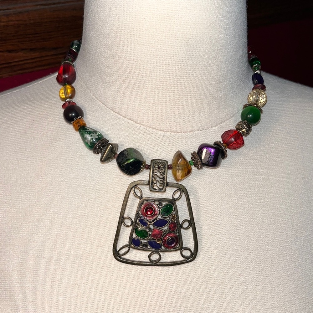 TRESKA Funky Artsy Colorful Coil Necklace